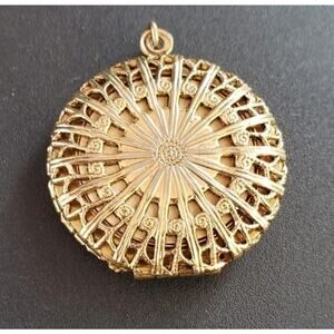 Vintage Miriam Haskell Photo Locket Filigree Locket Gold Toned Pendant